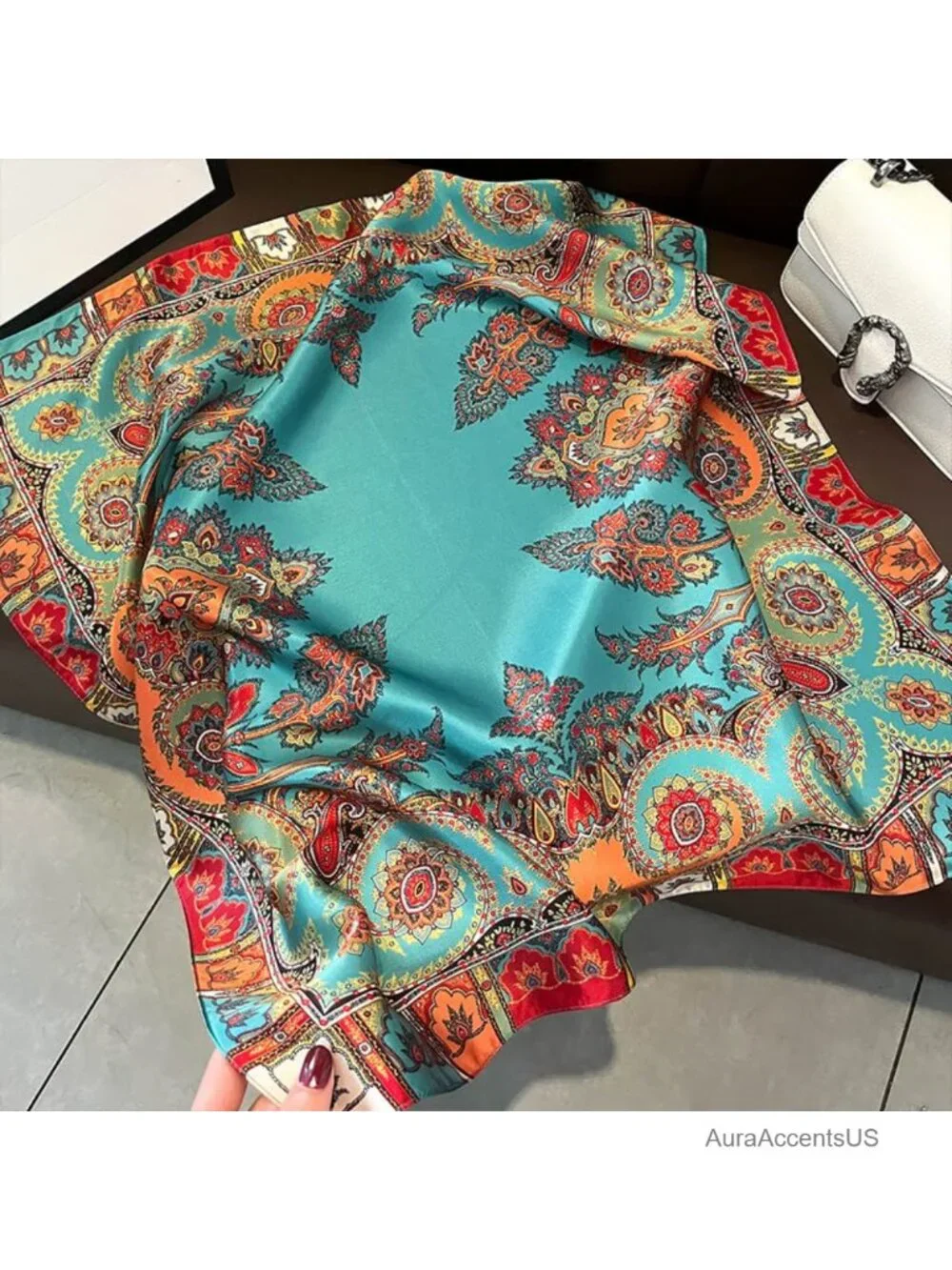 100% Pure Mulberry Silk Square Scarf 26x26 Hair Scarf Neck Scarf Gift
